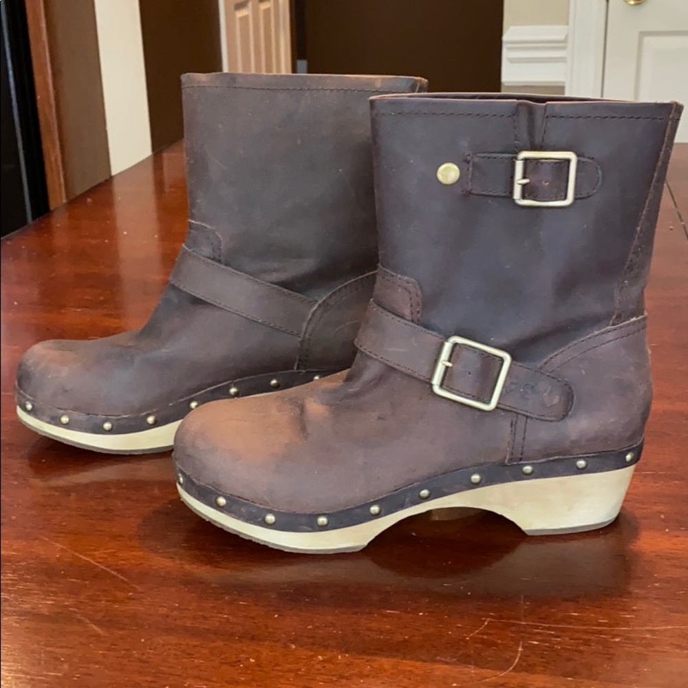 Lucky Brand Brown Motorcycle Clog Boots Size 10